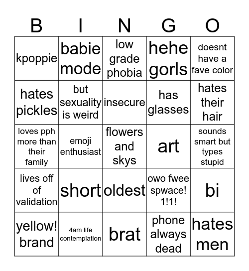 wonnie Bingo Card