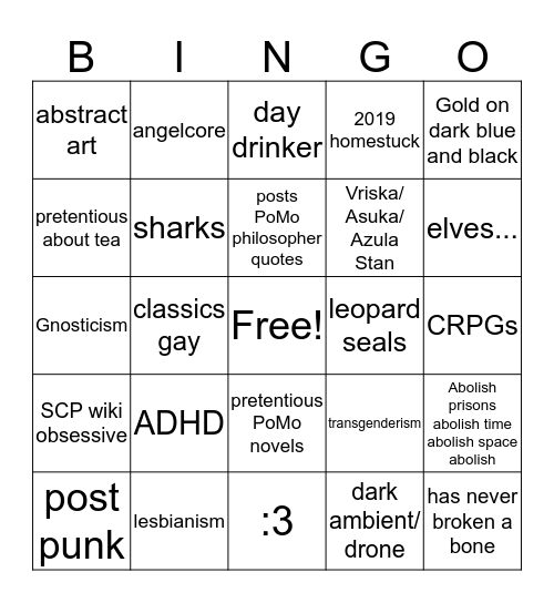 Valerie :3 Bingo Card