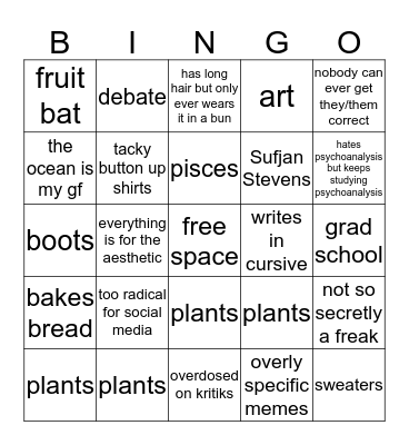 oliver Bingo Card