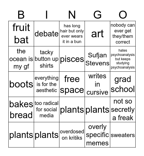 oliver Bingo Card