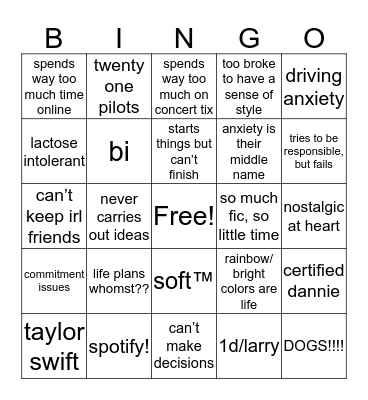 claire Bingo Card