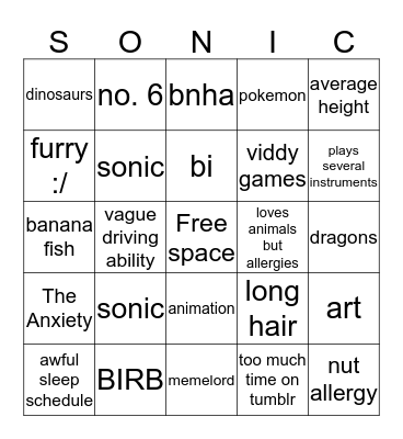 SUSANNA BINGO Card