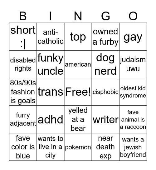 how similar are you to noah Bingo Card