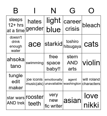 teresa...... Bingo Card