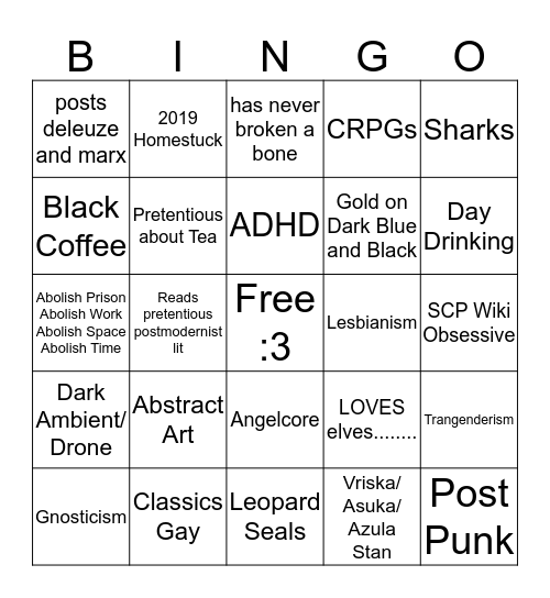 Valerie :3 Bingo Card