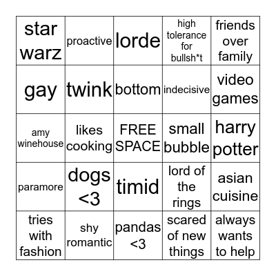 Nathan Bingo Card