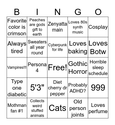 How similar are you to Eli? Bingo Card