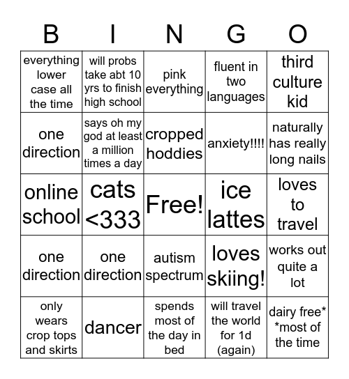 olivia bingo Card