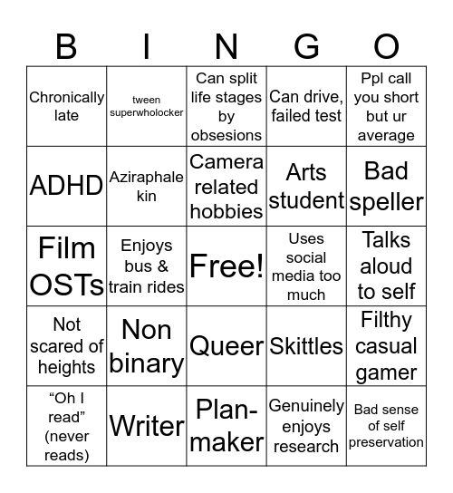 Sleepymoritz bingo Card