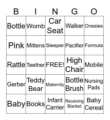 Baby Shower Bingo Card