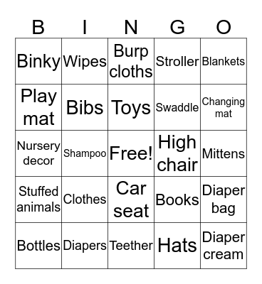 Baby bingo Card