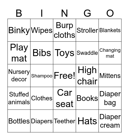 Baby bingo Card