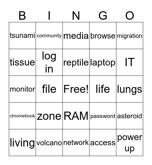 Science & Technology Bingo Card