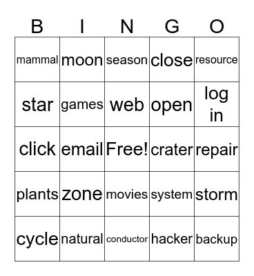 Science & Technology Bingo Card