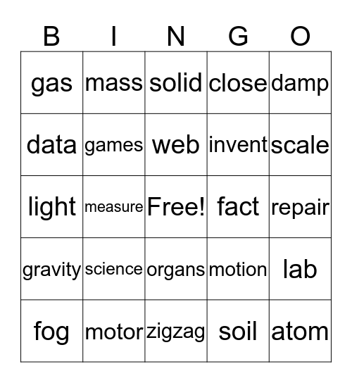 Science & Technology Bingo Card