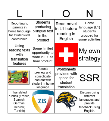 Translanguaging Bingo Card