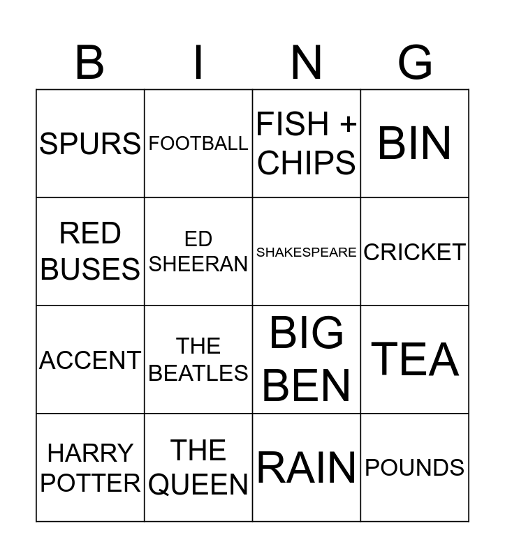 british-bingo-card