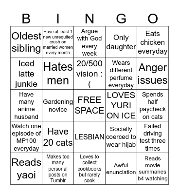 How similar are you to Anneemay Bingo Card