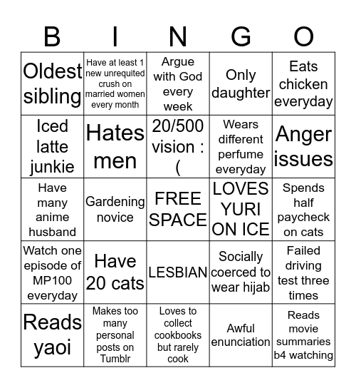 How similar are you to Anneemay Bingo Card