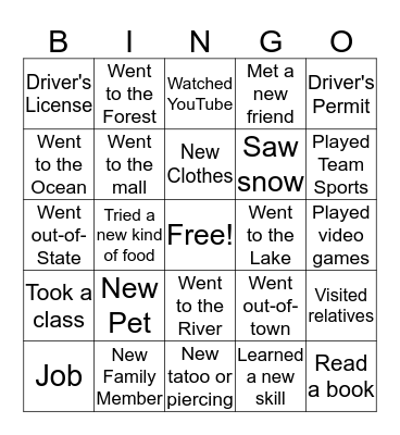 Back-to-School Bingo Card