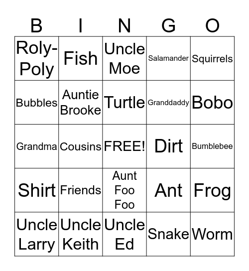 Dirt On My Shirt Bingo Card