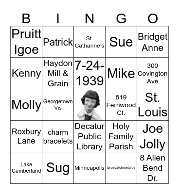 MARY LOU BIRTHDAY BINGO Card