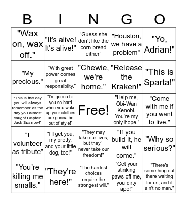 Movie Quotes Bingo Card