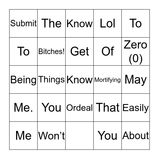 Take-in-time Bingo Card