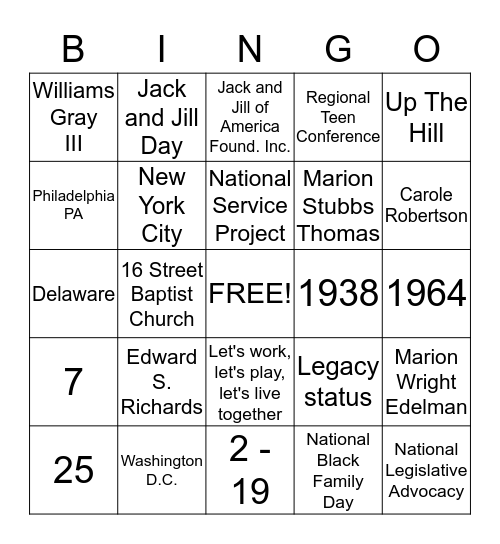 MISSISSIPPI GULF COAST MOTHERS CLUB Bingo Card