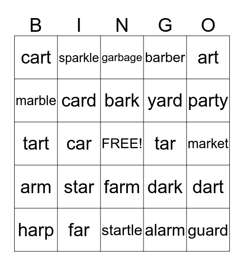 AR  Bingo Card