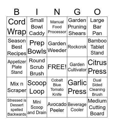Pampered Chef Springtime BINGO Card