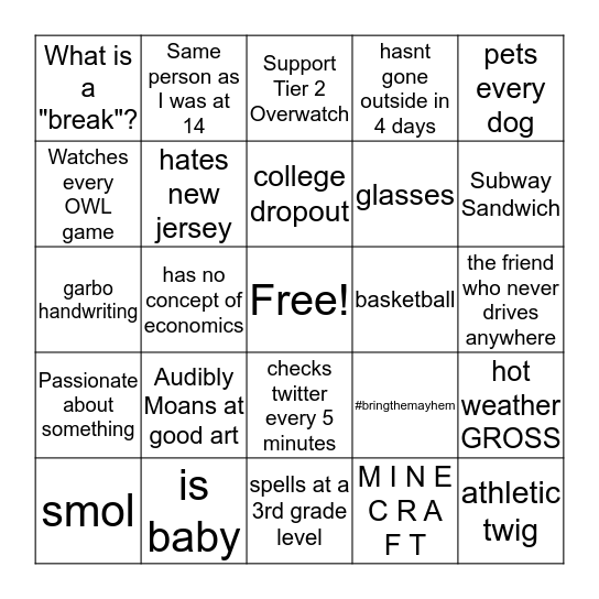 AntwnPls Bingo Card