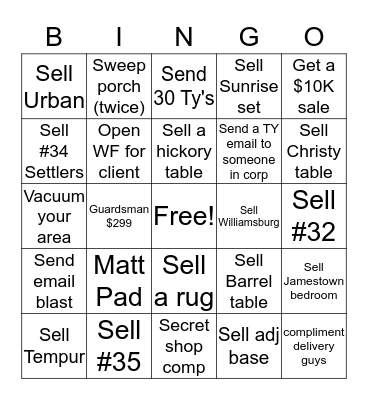 Gish's Bingo Card