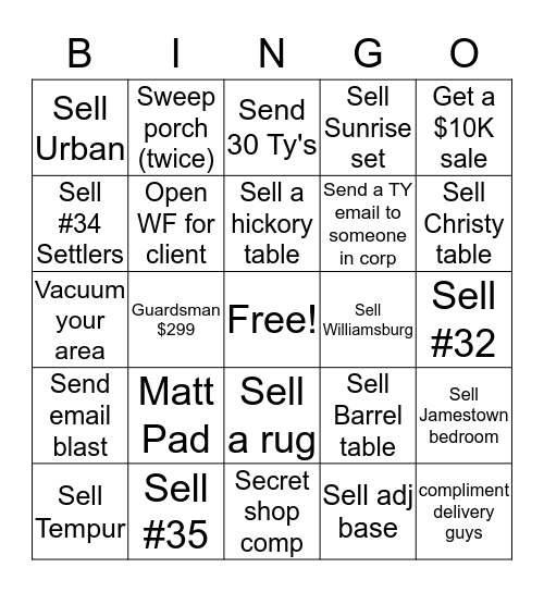 Gish's Bingo Card