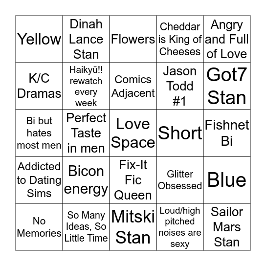 How Similar Are You to Carrie? Bingo Card