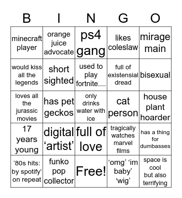 thotty Bingo Card