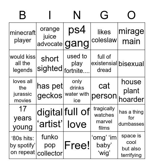 thotty Bingo Card