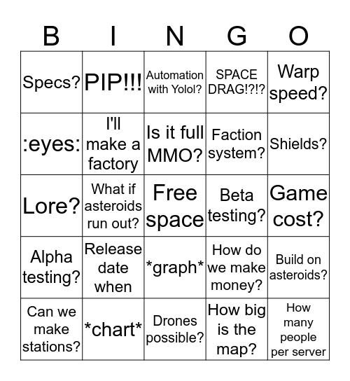 The Starbase Bingo Card