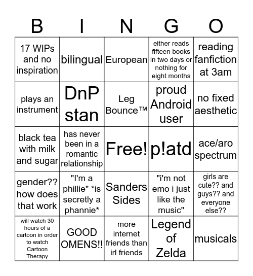 how much are you like megan (@song-of-echo)? Bingo Card