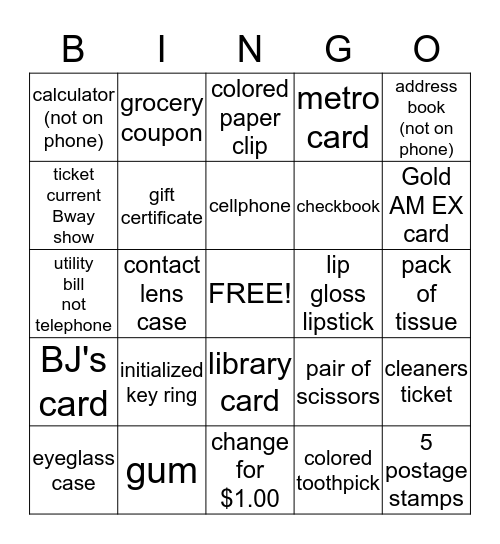 Pocketbook Bingo Card