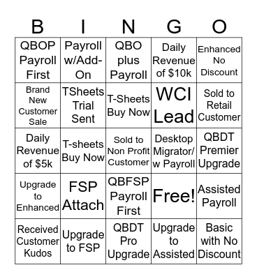 Payroll Sales & Chat Bingo Card