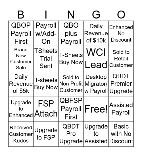 Payroll Sales & Chat Bingo Card