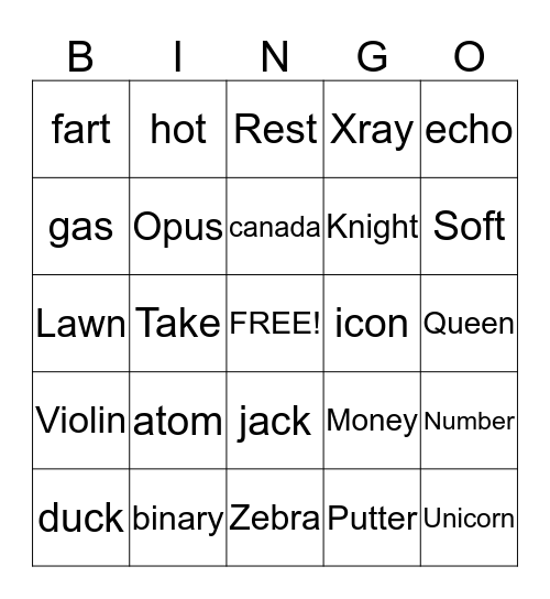 Untitled Bingo Card