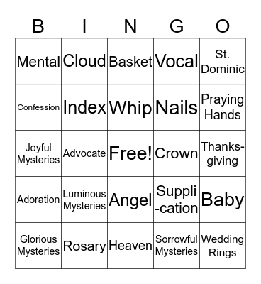 Spiritual Devotion Bingo Card