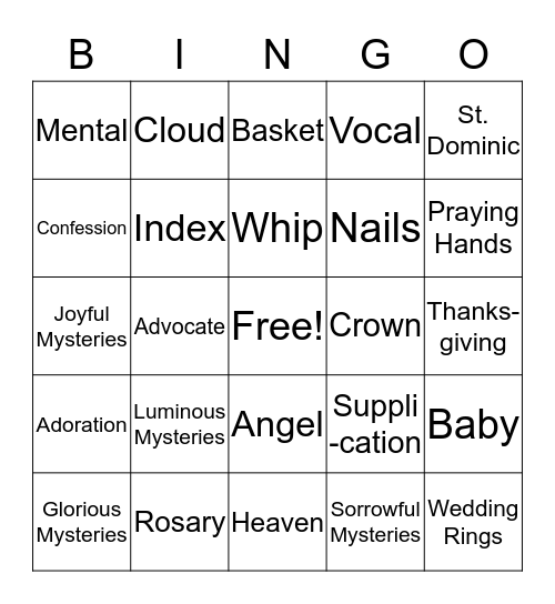 Spiritual Devotion Bingo Card