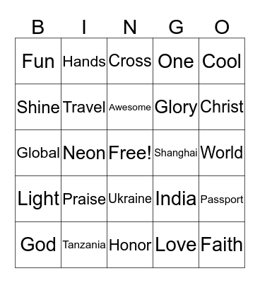 Global God Bingo Card