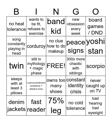 how similar are you to laurel? Bingo Card