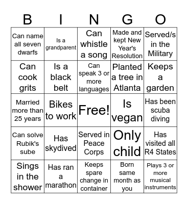 ARD Employee Bingo Card