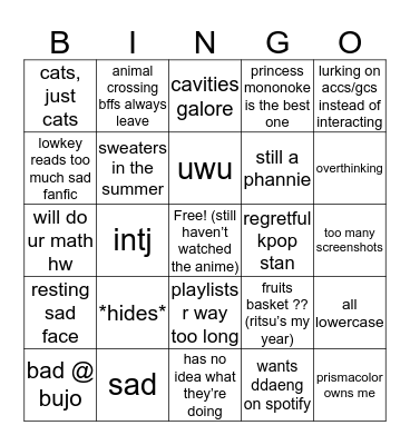 sonia aka oddleart Bingo Card