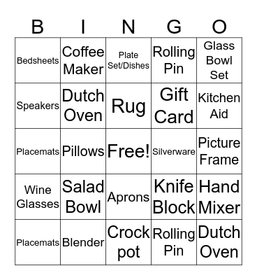 BRIDAL BINGO Card